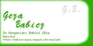 geza babicz business card